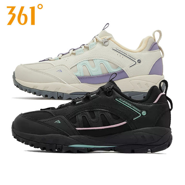 361 Women's Leather Hiking Shoes New Product 2024 Winter Non-Slip Hiking Shoes Women's Velvet Lining Sports Shoes 582443310