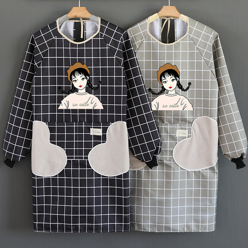 Scrummy apron Skirt Woman Home Kitchen long sleeve hood Waterproof Greaseproof Workwear Fashion cooking Waist Grown-up Customised