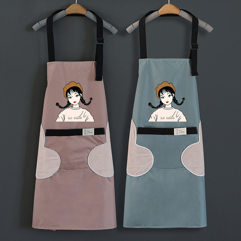 Erasable Apron Apron Women's Fashion Cute Day Ensemble Korean Version Kitchen Cooking Adults Work Waterproof Oil Defense Oil Home Customize