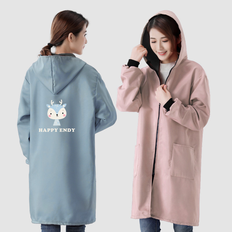 Apron thin cover coat for spring adult fashion work clothes waterproof oil and oil-proof housekitchen long sleeve male custom