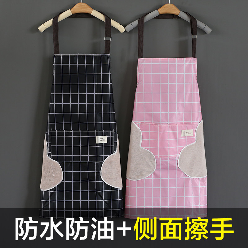 Hand-wiping apron home kitchen cute Japanese waterproof and oil-proof custom adult work clothes female Korean fashion male