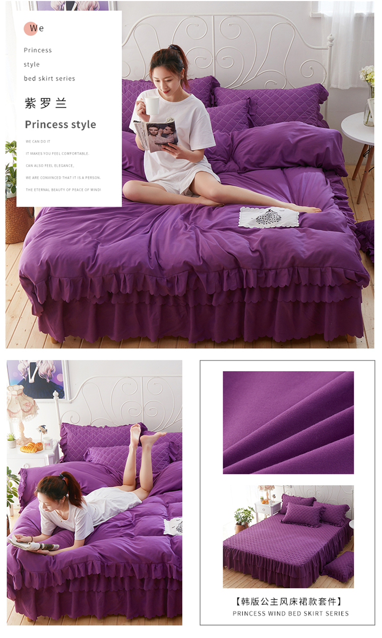 Váy ngủ cotton đơn mảnh trượt giường nhóm giường 1,5 m 1,8m cộng với đệm bông trải giường trampoline gối đầu gối - Váy Petti váy giường đẹp	