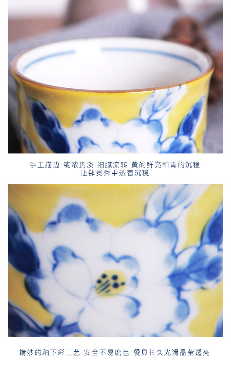 Japan has a valley up ceramic cup under the glaze color Huang Cai pattern glass cups Japanese household glass cups