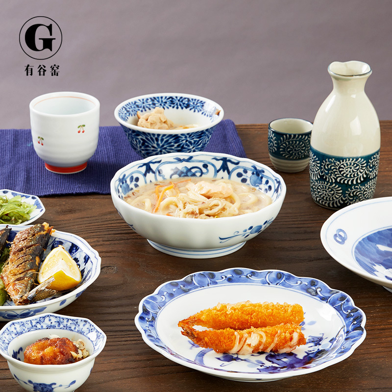 Japanese ceramics tableware blue winds have valley up hall under the glaze color and wind restoring ancient ways is a Japanese dish dish soup dish 16.5-17 cm