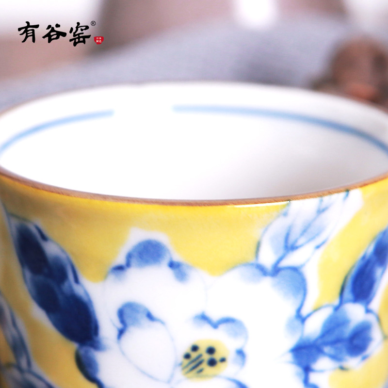 Japan has a valley up ceramic cup under the glaze color Huang Cai pattern glass cups Japanese household glass cups