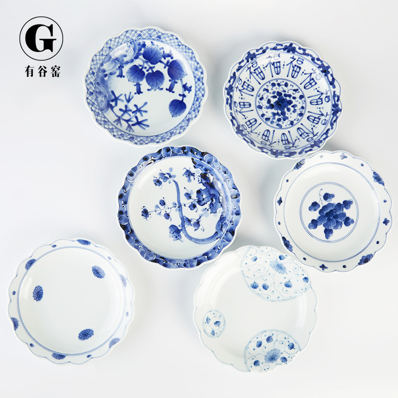 Japanese ceramics tableware blue winds have valley up hall under the glaze color and wind restoring ancient ways is 19 cm lace round dish dish soup dish