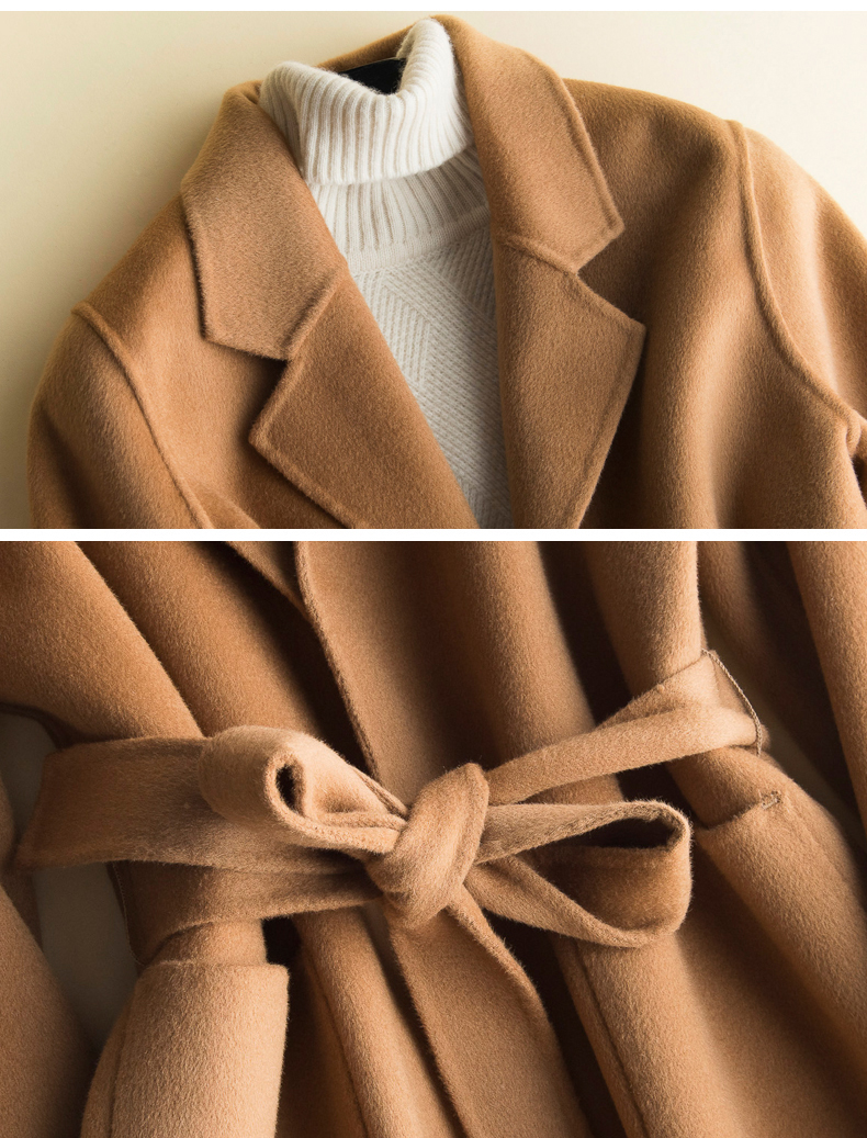 Chống giải phóng mặt bằng hai mặt áo khoác nữ dài phần trên đầu gối áo len không có ngôi sao cashmere với cùng một phong cách áo len xu hướng áo khoác nữ 2021