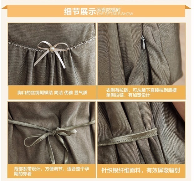 Thời gian phù hợp với bức xạ bà bầu phụ nữ mang thai đích thực bức xạ bảo vệ bốn mùa sling mặc sợi bạc để làm việc tạp dề đầm nhung chống bức xạ cho bà bầu