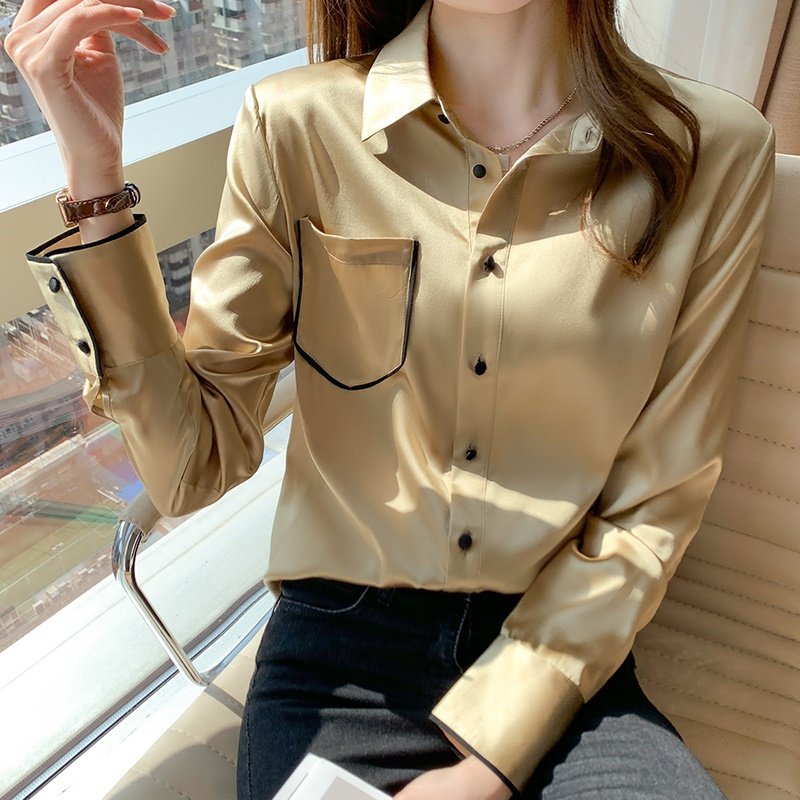 2021 new tops women's Korean version of the temperament long-sleeved high-end professional shirt design sense niche shirt versatile
