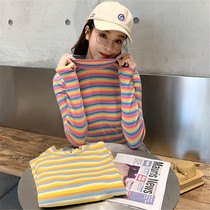 Semi-high neck stripes 2019 new net red autumn and winter ins tide long sleeves