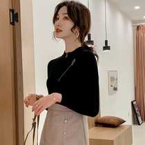 Autumn and winter half high collar slim body long sleeve autumn short 2020 new Korean tide