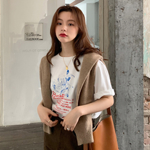 Large ins long short sleeve T-shirt female 2021 summer Korean version of new net red White half sleeve loose top tide