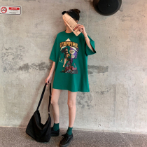 Large size long loose lazy Harajuku style T-shirt womens short sleeve 2021 summer dress Korean half sleeve top ins Tide brand