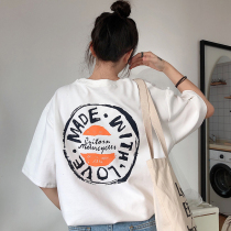 Large size short sleeve T-shirt female ins Tide brand 2021 summer new Korean version loose round neck retro harbor flavor chic shirt