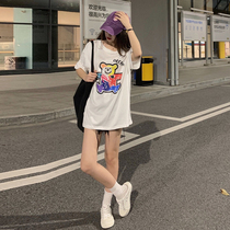 Large size medium long sympathetic female Korean version of loose 2020 Summer short sleeve T-shirt missing Net red Super Fire ins tide
