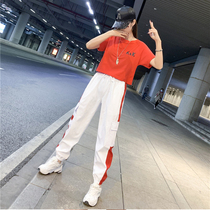 Large size sports wind ins set womens summer fashion trend 2021 New slim small casual two-piece set