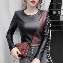 Long sleeve base shirt female autumn winter foreign style plus velvet thick inner top tide ins slim high end T-shirt temperament Joker