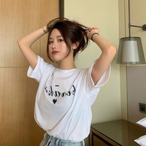 White short sleeve T-shirt 2021 new summer womens Korean version of Joker loose bf wind Net red ocean gas ins tide