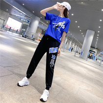 Plus Size Sports 2021 Summer New Fashion Age Loose Short Sleeve foreign style casual two-piece trendy set