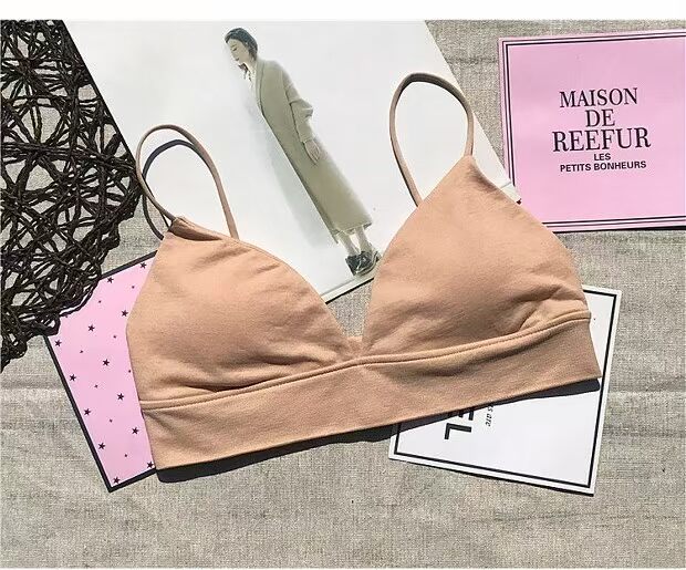 Châu Âu và Hoa Kỳ không có vòng ngực thép gợi cảm sâu V tam giác bikini bikini dây đeo vai mỏng với miếng đệm ngực cỡ lớn đồ lót cup mỏng áo ngực cho bé bú