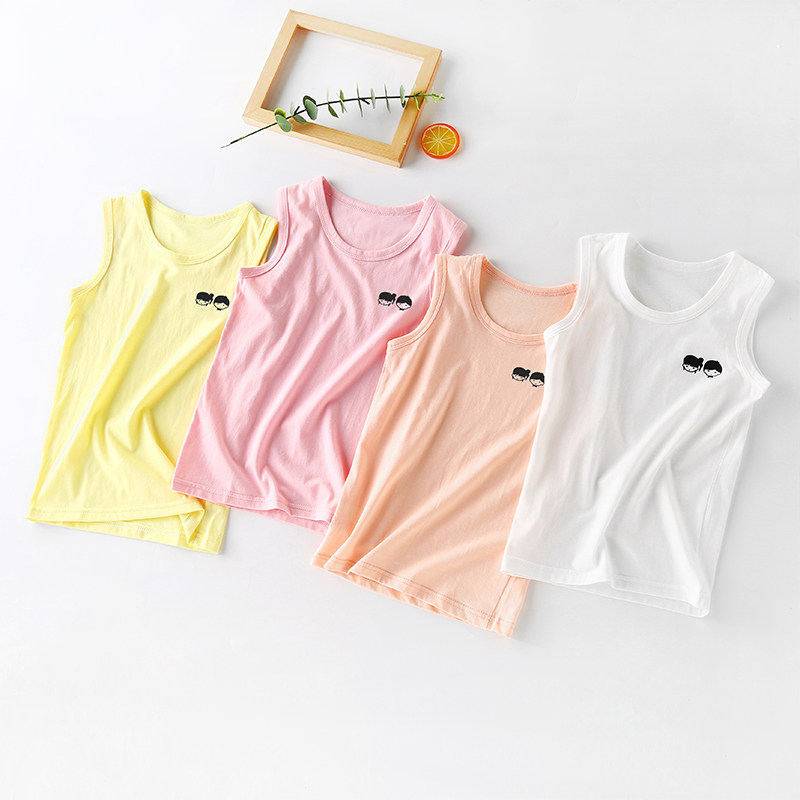 Children's pure cotton vest summer boys and girls baby children solid color underwear sleeveless outer vest thin sling