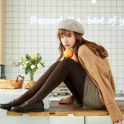 Sub-size 1200D thickened tights winter plus velvet lengthened flesh-colored light legs naked skin tone inner tights women