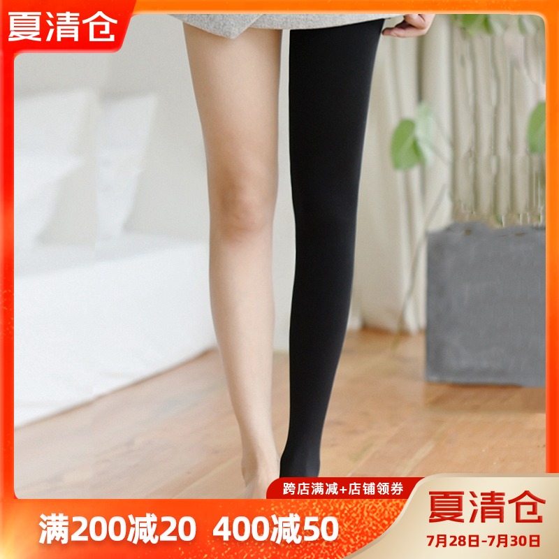 Micro pressure medium thick pantyhose Spring and autumn season thin leg socks Matte anti-hook silk base socks female black skin color 500D