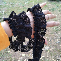 D002 black elastic lace side accessories wide 4cm handmade cloth art clothing 100 pleats lace butterfly edge