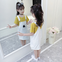  Next kiss girls strap skirt suit 2021 summer new childrens cute girl western style denim fashion