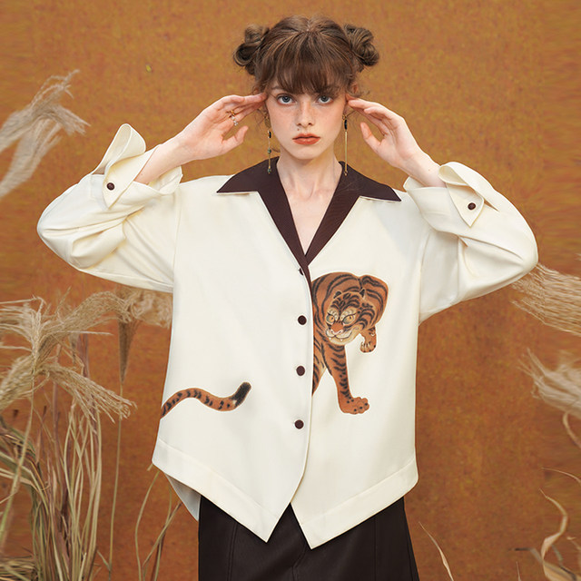 Kamo original niche long-sleeved Japanese retro shirt