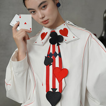 Kamo Original Vintage Embroidered Playing Card Tie Midnight Game Shirt Accessories Gift Box Gift Dress Accessories