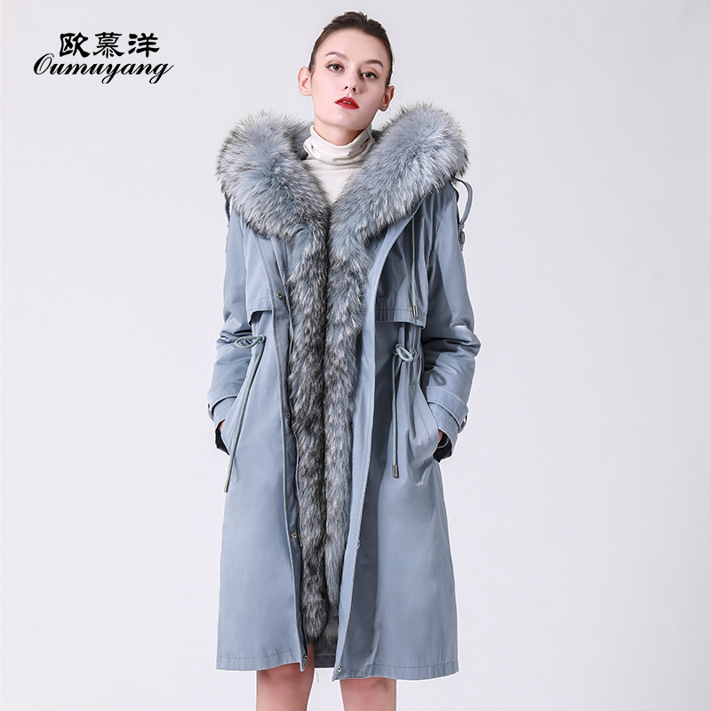 2021 new faction to overcome female mid-length version Rex Rabbit leather grass liner detachable ni overcomes leather grass jacket big coat winter