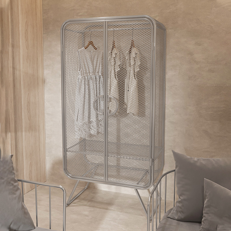 Minjuku Style Clothing Wardrobe SILENT WIND HOME INNATE RED HANGING CLOTHES HANGER CLOTHING STORE MEDIEVAL DISPLAY CASE STAINLESS STEEL COLOR