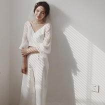 Temperament socialite dress dress little woman 2021 New Party birthday party White slim pants wedding dress