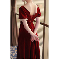 Toast Service 2021 New Vintage Velvet Bride Wedding Wedding Dress Lady Wine Spring and Autumn