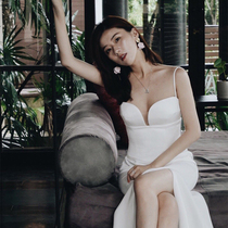 Evening dress socialite party 2021 new long dress birthday party party party long satin white dress dress