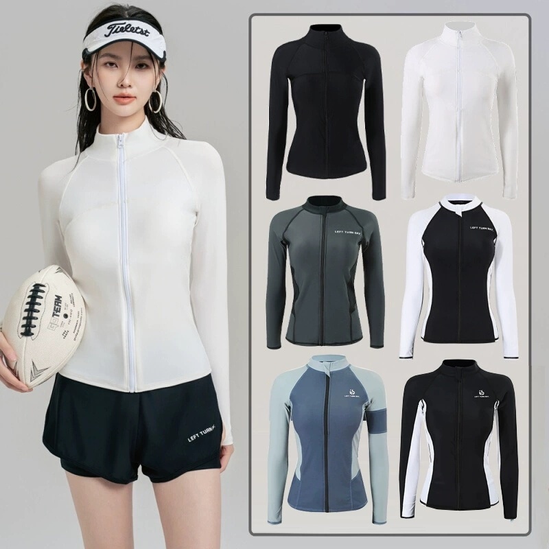 Women's Wetsuit Jellyfish Suit Sun Protection Swimsuit Two-Piece Slimming Quick-Drying Zip-Up Top Sports Bra Snorkeling Shorts
