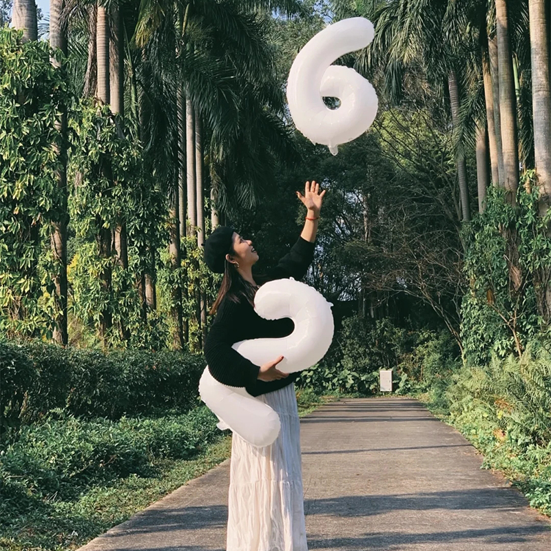 Senshin in wind white digital aluminum film big digital children's birthday party Little red book photo of the same balloon