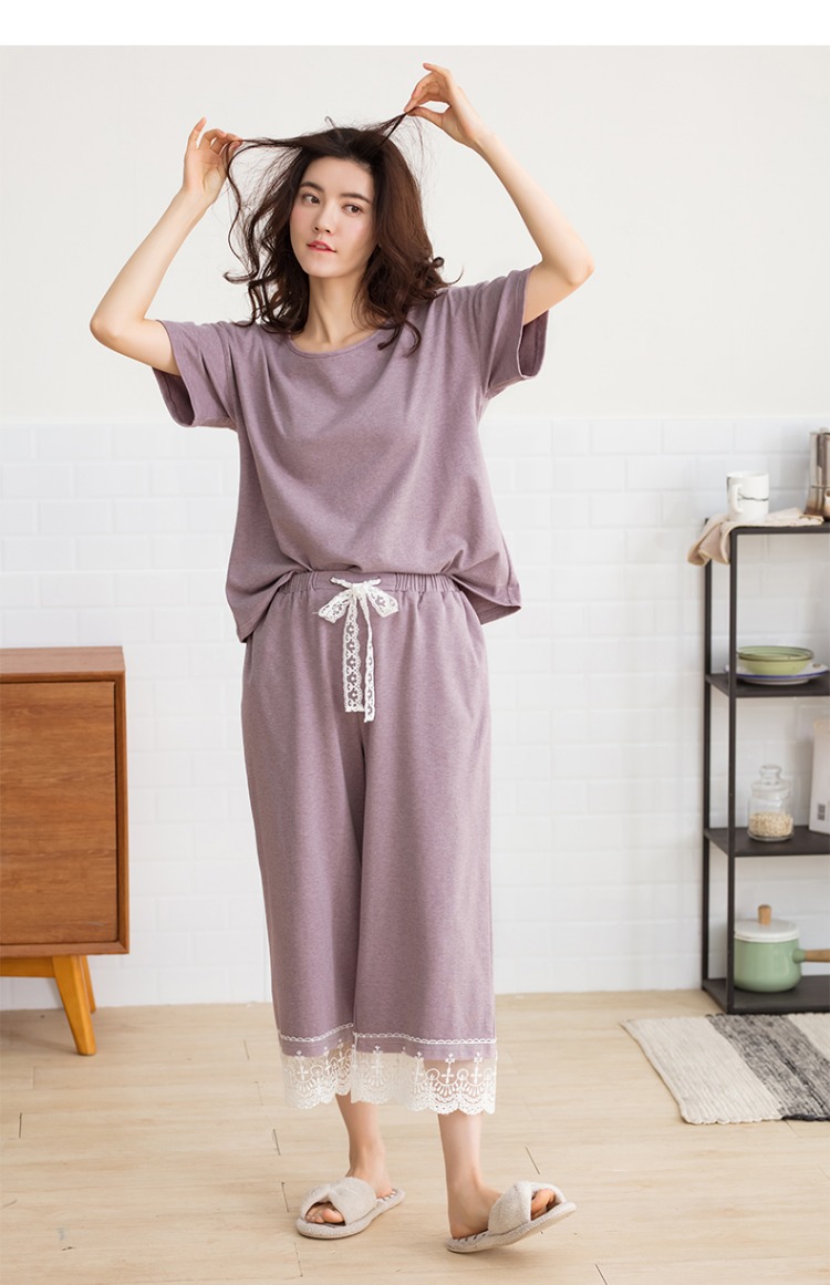 Bộ đồ ngủ của phụ nữ Jing Yun phù hợp với mùa hè cotton ngắn tay đơn giản Dịch vụ tại nhà giản dị có thể mặc quần áo ở nhà của phụ nữ những kiểu đồ bộ may đẹp