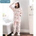 Jing Yun đồ ngủ vài mùa đông san hô lông cừu nhà dài tay quần áo nam dễ thương dày flannel nhà dịch vụ phù hợp với phụ nữ đồ ngủ nam thu đông Nam giới
