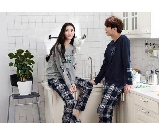 Jing Yun mùa xuân và mùa thu vài bộ đồ ngủ Phụ nữ cotton dài tay Thời trang Trang chủ giản dị Bộ bông kẻ sọc nam và nữ Dịch vụ tại nhà đồ bộ mặc nhà cao cấp hàn quốc