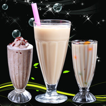 Pearl milk tea cup glass sand ice cup fruit juice drink Milk Cup striped ice cream thick glass heat-resistant 2