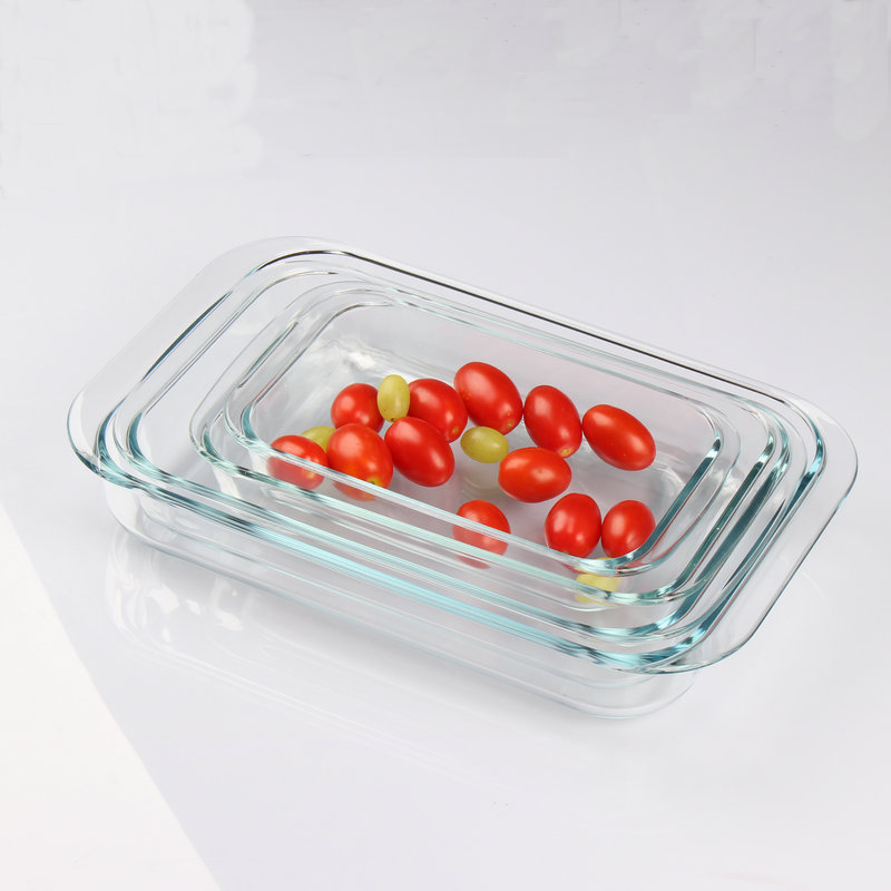 O Stiff Steel Baking Tray Heat Resistant Glass Pan Rectangular Ovens Baking Dish Baking Tray Microwave Oven Tray Steaming Tray