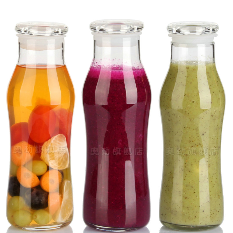 Glass juice cup bottle with lid drink bottle sealed milk bottle yogurt bottle frozen coffee bottle water cup