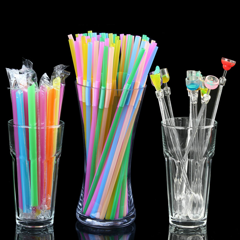 Juice straw color pearl milk tea straw black straw acne stirring stick spoon stirring stick fruit powder spoon fruit fork