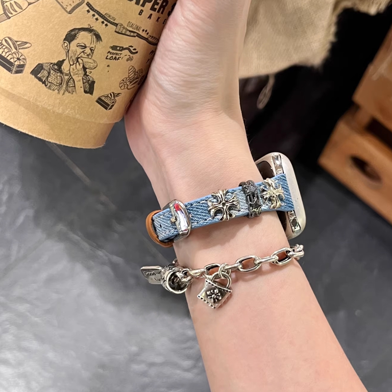 Retro Tie-Dye Croxin Denim Suitable for Apple Watch S11 Strap Iwatch9 Slim Model S12 Huaqiangbei S10 Retro Tie-Dye Croxin Denim Suitable for Apple Watch S11 Strap Iwatch9 Slim Model S12 Huaqiangbei S10