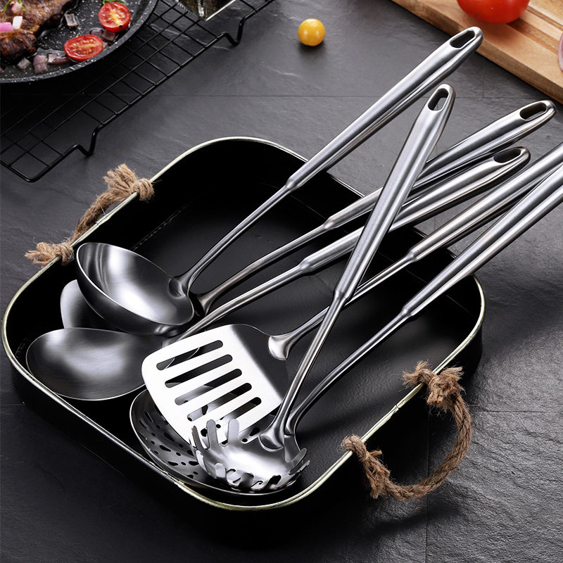 Eugmann 304 Stainless Steel Cookware Pan Shovel Suit Spoon Kitchen Food Shovel Dish Spoon Home Fried Vegetable Spoon Round Shank-Taobao