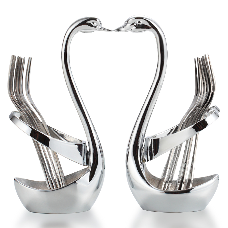 Ogman fruit fork set creative cute European-style household cygnus eating fruit tableware fork stainless steel