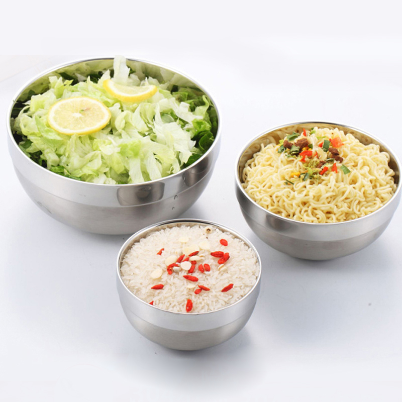Ugmann Stainless Steel Bowl 304 Double heat insulation adults Home Cafeteria Eating rice bowls Children large thickened Chinese
