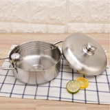 Фритюрница для темпуры из нержавеющей стали, бытовая маленькая фритюрница, мини-газовая индукционная плита, экономящая топливо, толстое антипригарное плоское дно, круглая